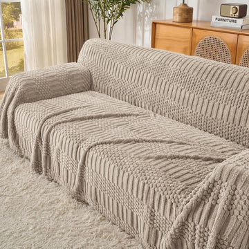 Fuzzy Brown Couch Cover for Sectional Sofa, Sofa Slipcover for 2 Cushion Couch, 71"x118" Caramel Non-Slip Washable