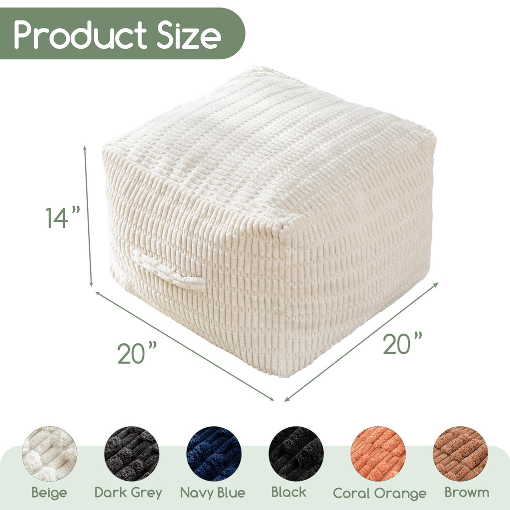 Pouf Ottoman Stuffed Square Modern Foam Filled Foot Rest Poufs Chair Decorative 20 X 14 Inches Boho Relax Stool for