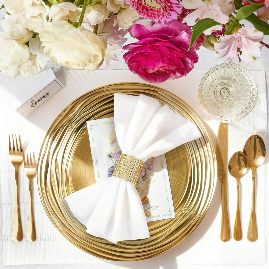 Inch Charger Plates Bulk,Premium Round Gold Chargers for Dinner Plates, Plastic Dinner Gold Chargers - Set of 100