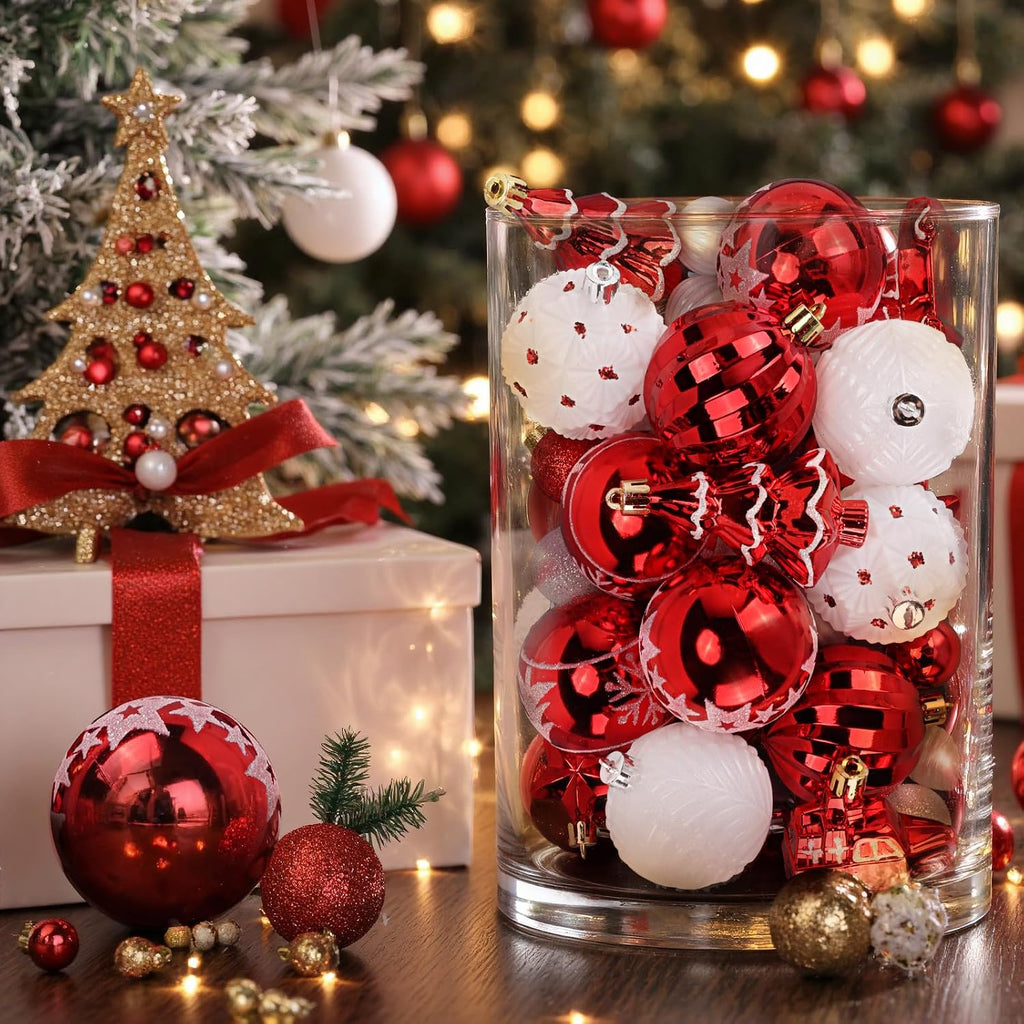 Christmas Ornaments, Various Styles of Christmas Ball Ornaments, Shatterproof Christmas Balls for Holiday Xmas - Set of 42