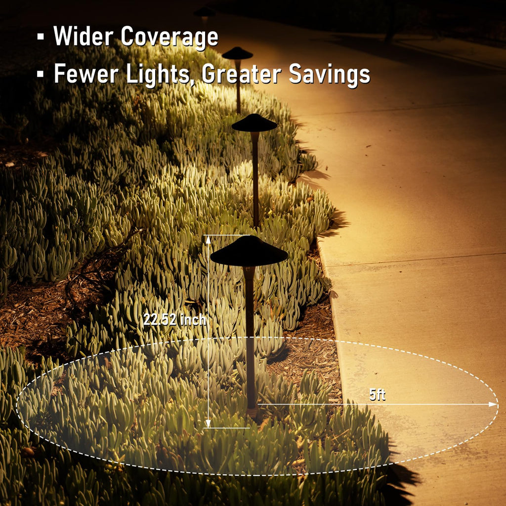 5CCT Low Voltage LED Pathway Lights, Saucer Head