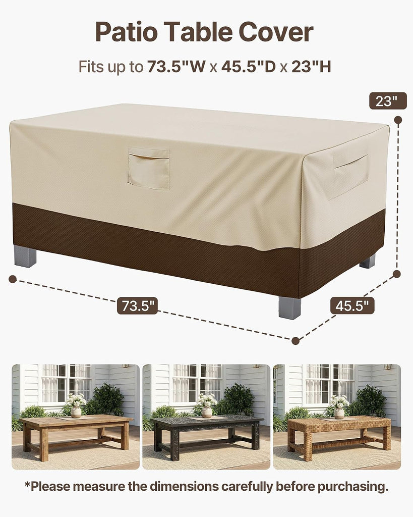 Outdoor Table Cover Rectangular, Patio Furniture Covers Waterproof | 600D Oxford Patio Table Cover with Windproof