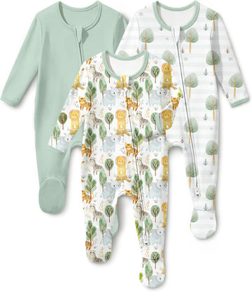 Sleepers 100% Organic Cotton Pajamas for 0-3 3-6 Boys Girls Clothes Footed Pjs