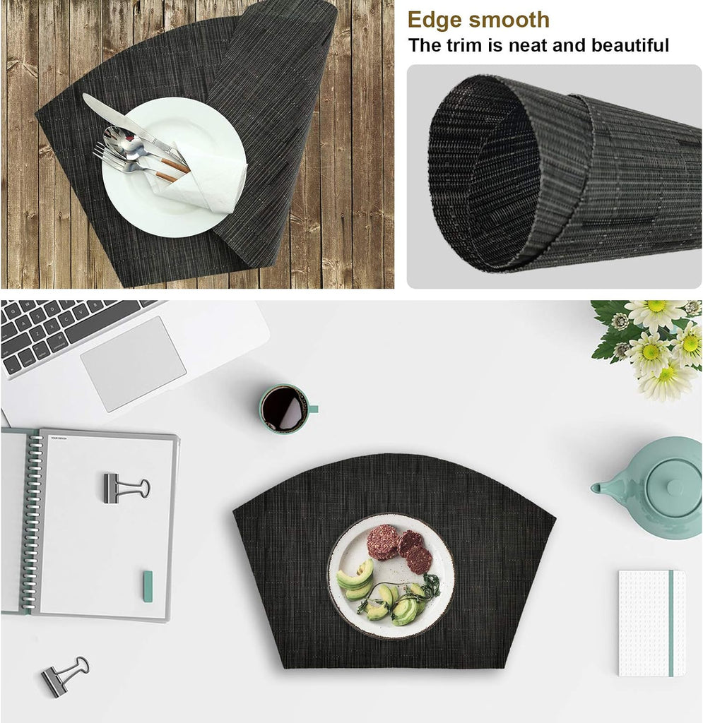 Round Placemats Wedge Place Mats Sets with Centerpiece Round Table Mats, PVC Polyester Heat Resistant Non-Slip - Set of 5