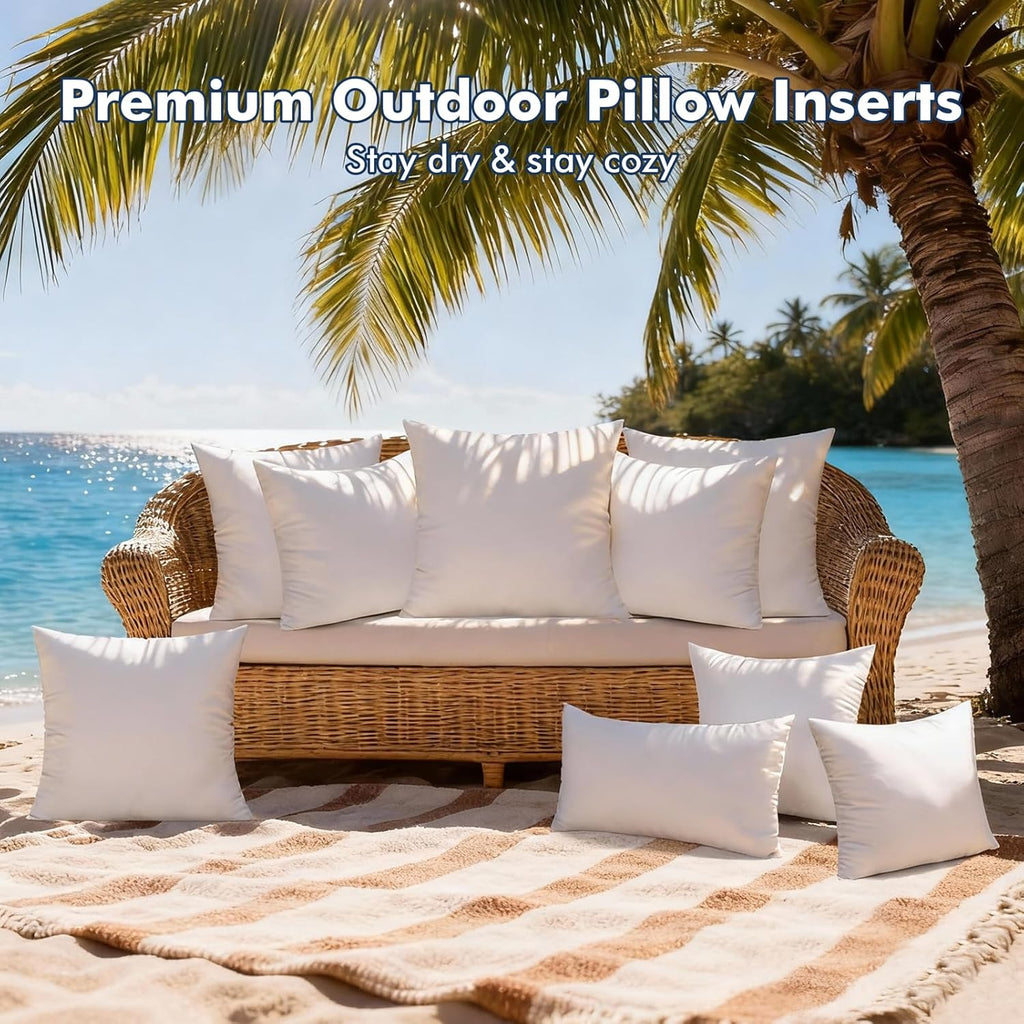 18x18 Outdoor Pillows, Water Resistant Throw Pillow Insert - Set of 4