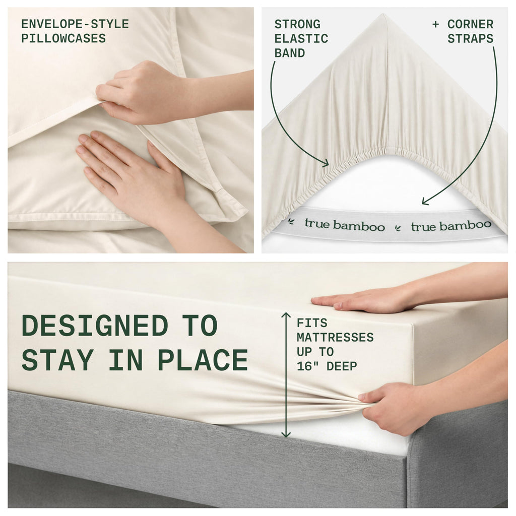 Sheets Set California King - Silky Soft & Cooling - Light Beige