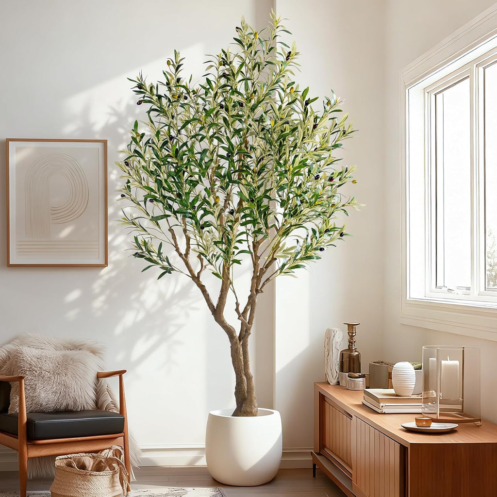 6ft Faux Olive Tree with Pot & Moss Artificial Olive Plant Fake Olive Tree Decor, Large Indoor Artificial Trees Faux