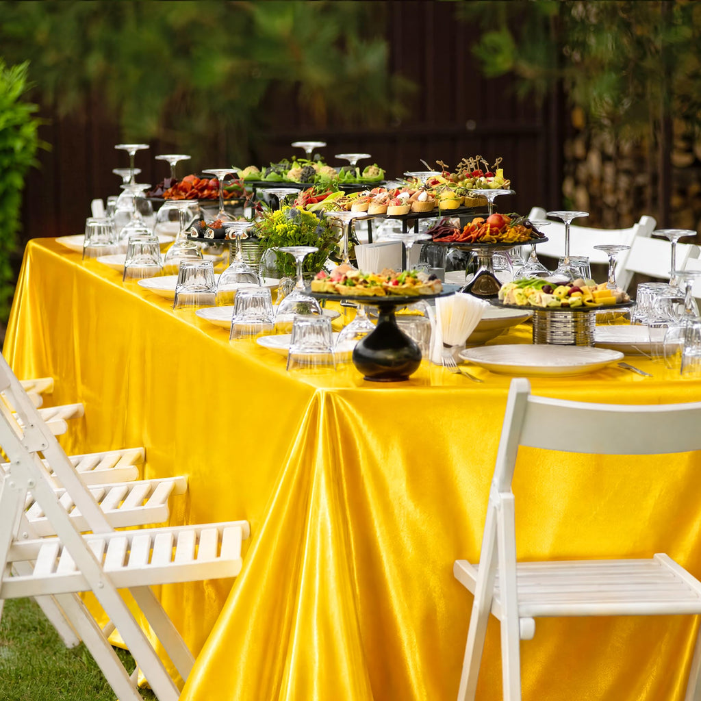 4 Pack Fall Themed Satin Tablecloth 102 x 58'' Overlay Table Cover