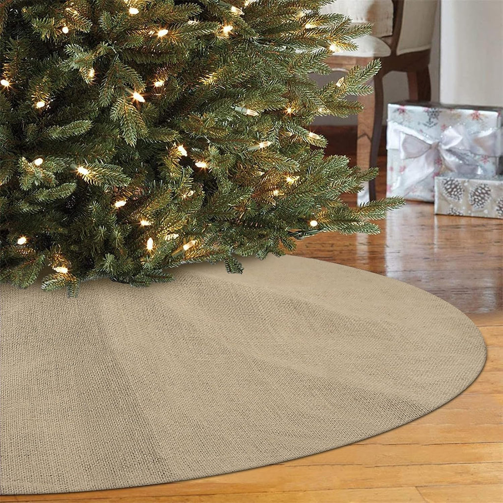 Fall Burlap Tree Skirt, 36 Inch Rustic Farmhouse Decorations Tree Ornaments