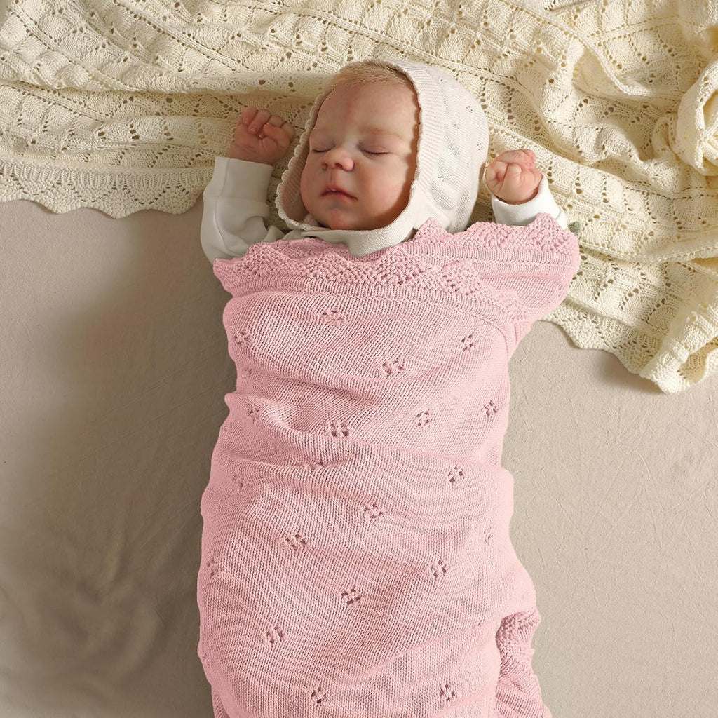 Cotton Baby Blanket Knitted Crochet Receiving Crib