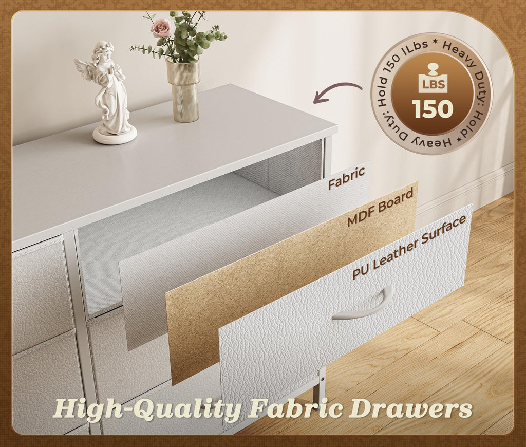 78.7 inch Long Dresser, 15 Drawer Fabric Dresser for Closet, Large TV Stand for 65, 75, 85 inch TV, Wide Chest of