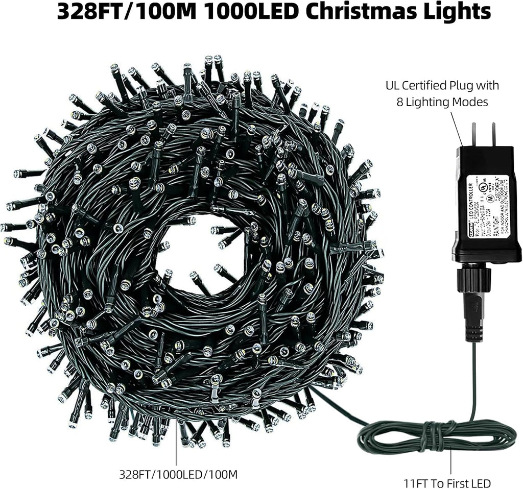 328FT 1000 LED Christmas Light Outdoor Indoor, Christmas Tree Light
