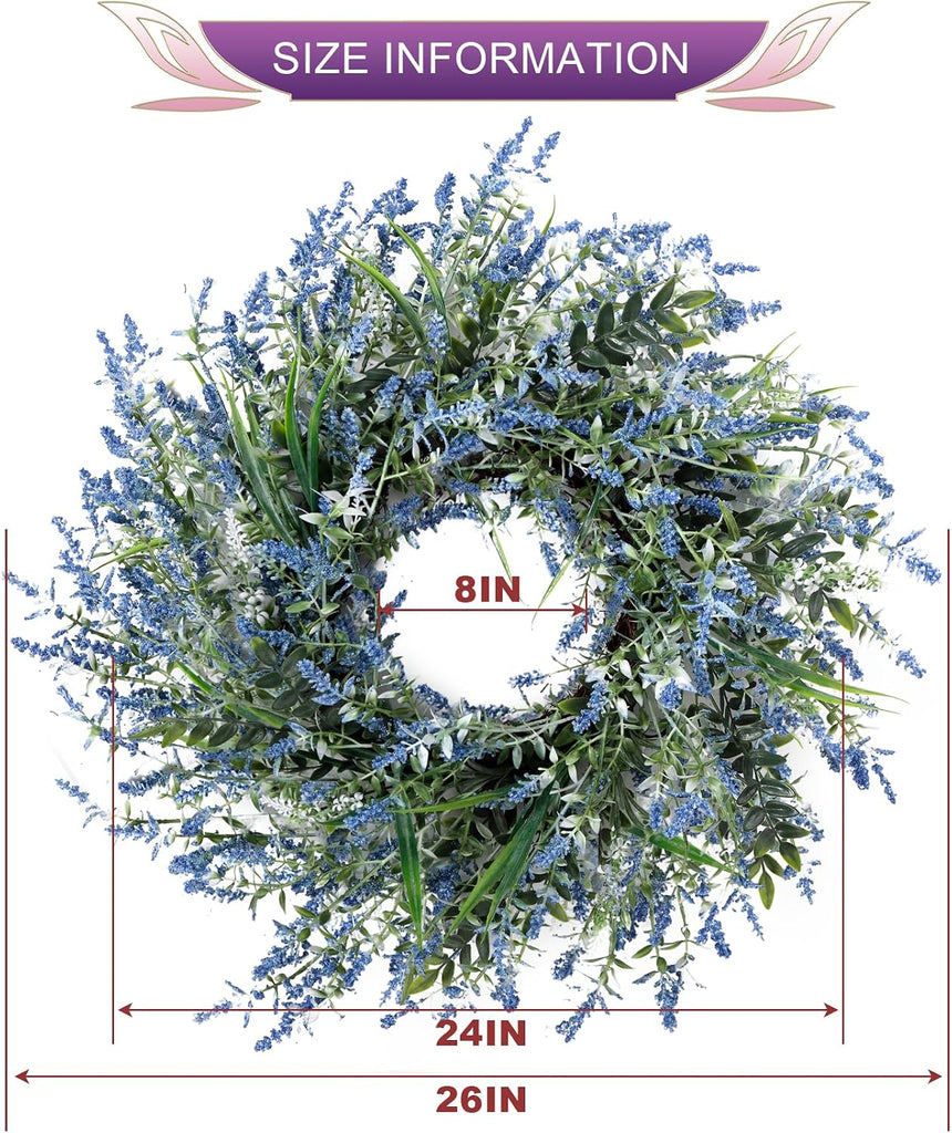 26'' Large Lavender & Eucalyptus Wreath for Front Door