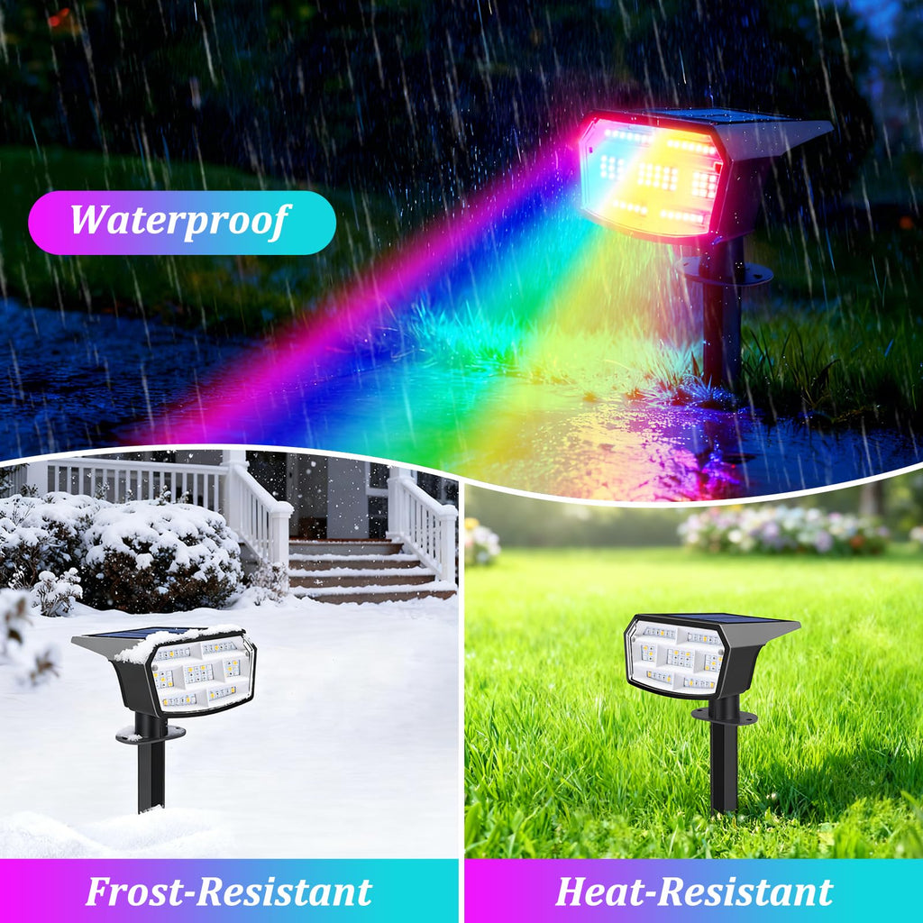 Solar Spot Lights Outdoor Waterproof,Landscape Spotlight Multicolor
