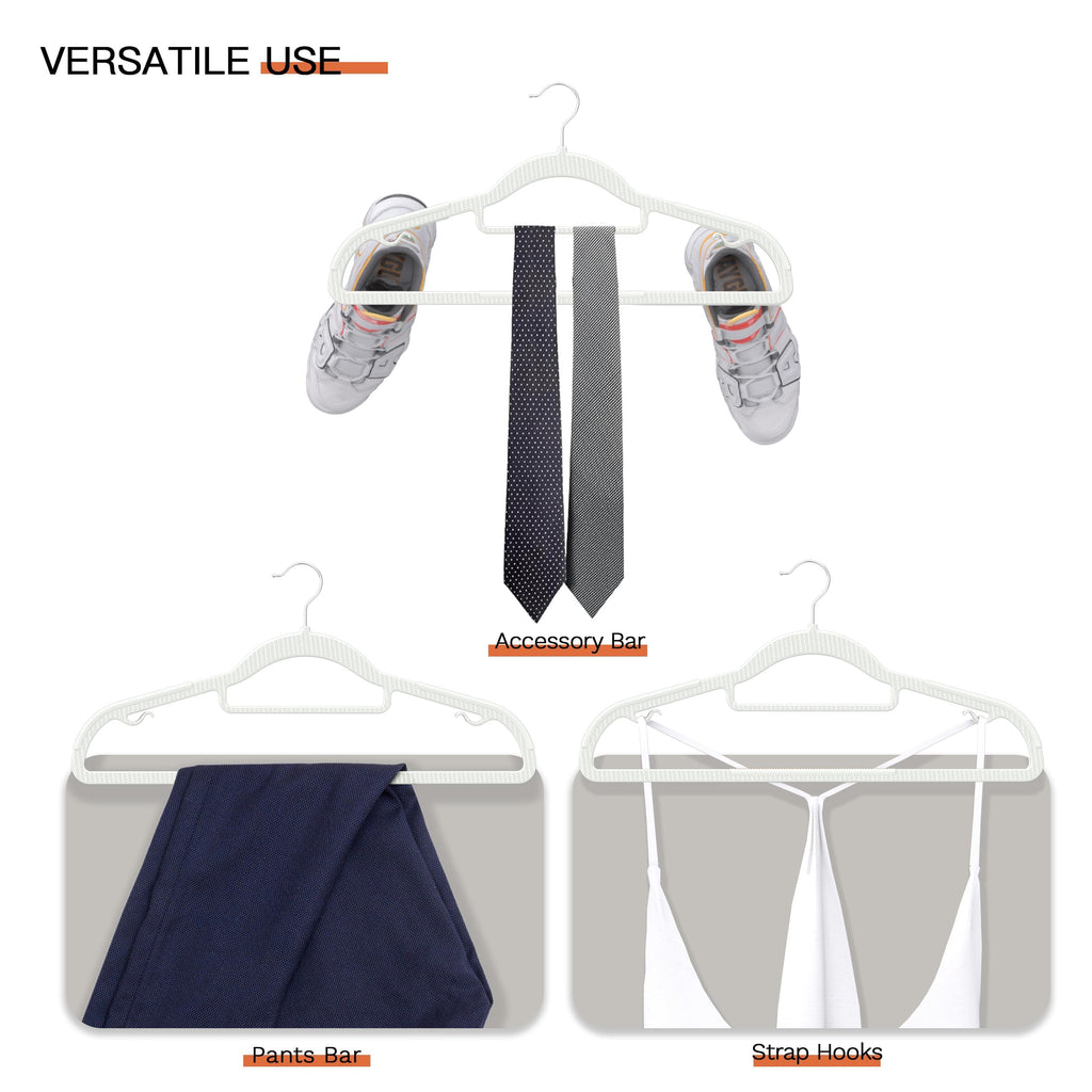 60 Pack Thin Space Saving Hangers, Slim Clothes Hangers with Raised Textured and 360° Hook - Plastic Hanger, Closet