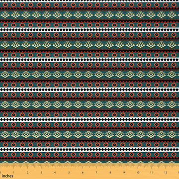 Green Southwestern Upholstery Fabric for Chairs Geometric Fabric By The Yard Western Decor Tribal Native American