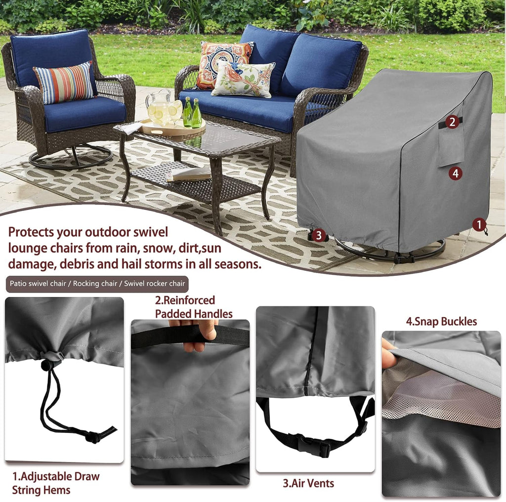 Patio Chair Covers,Heavy Duty 600D Outdoor Furniture Covers Fits up to 30" W x 34" D x 38.5" H inches -2 Pack,Grey