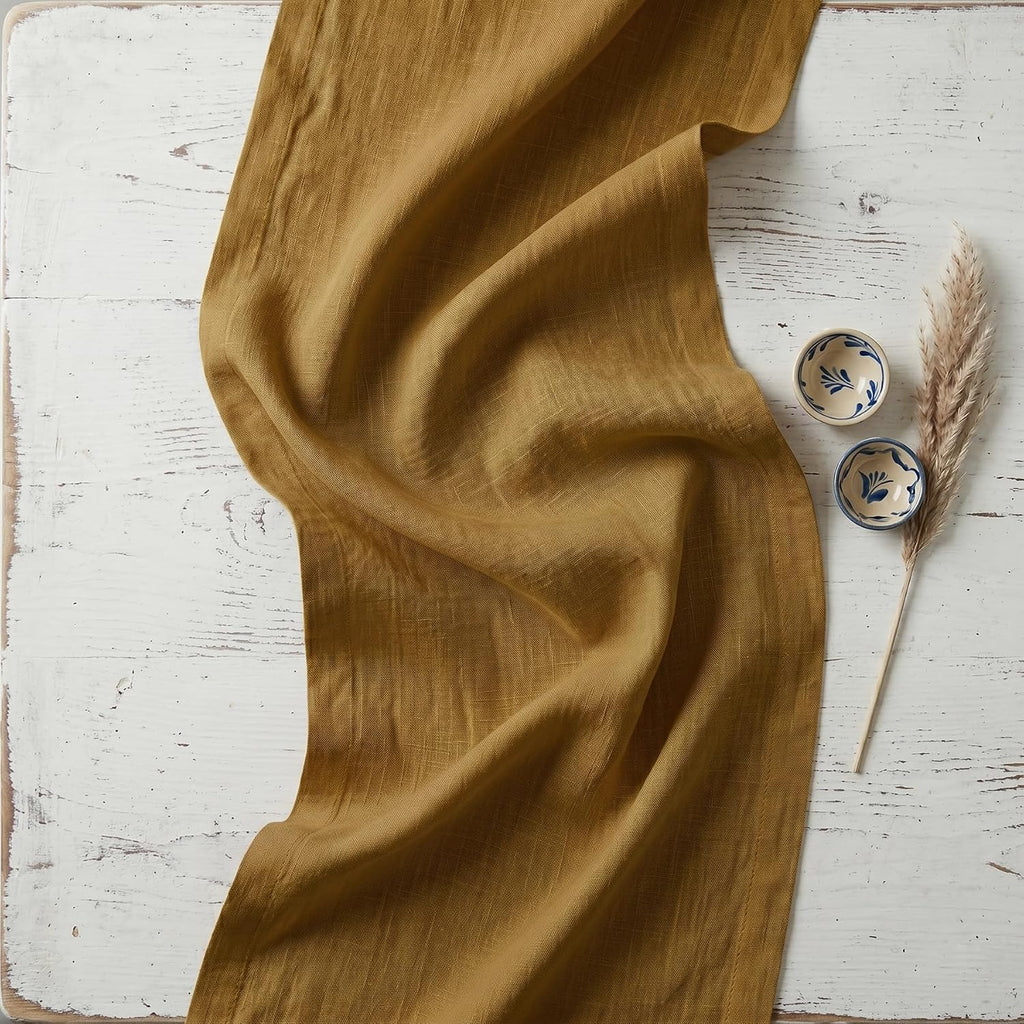 100% Pure Linen Table Runner Toffee Long, Diana 14 x 108 in | Table Runners for 8-10 seater dining tables and refined