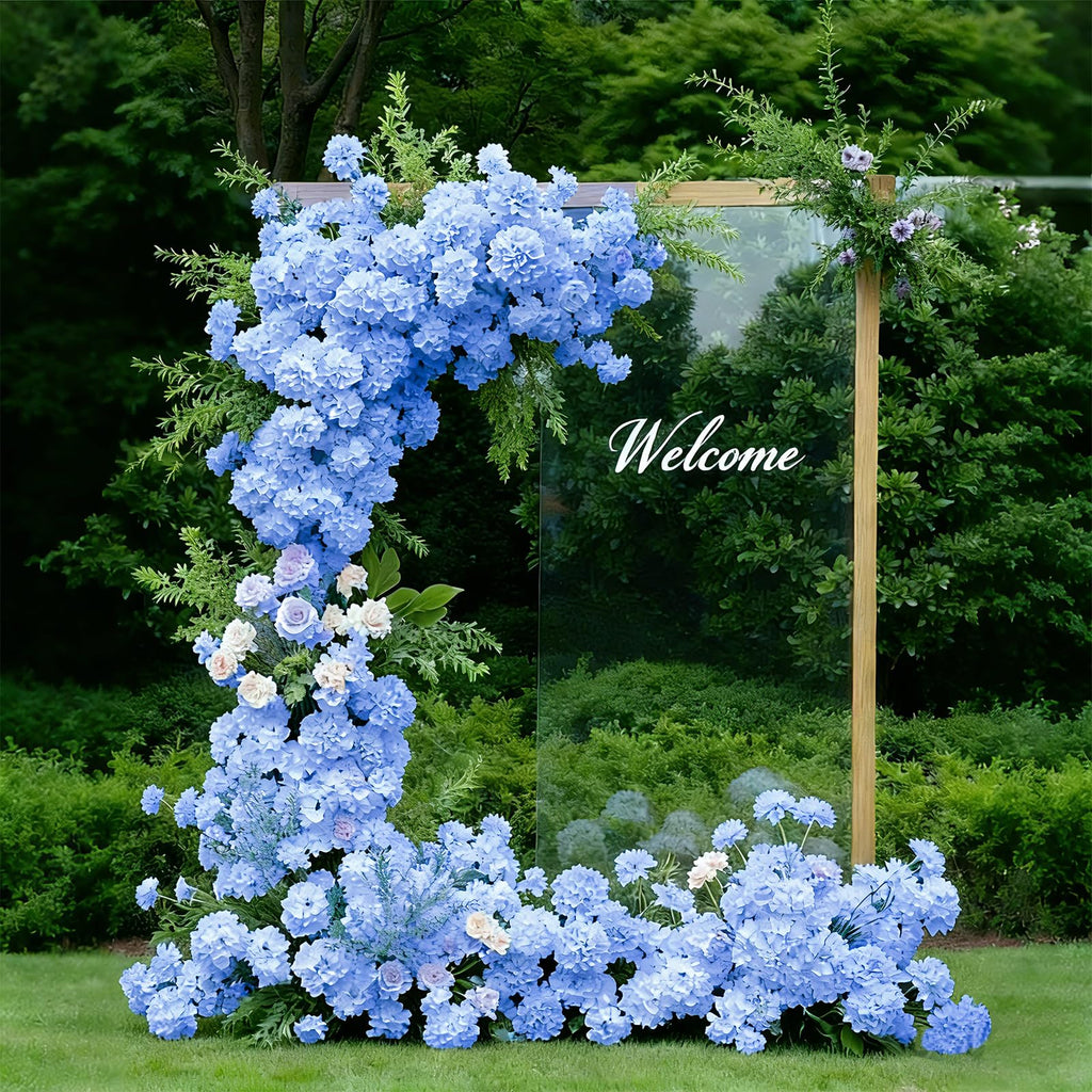 Blue Artificial Bulk, 40 Pcs Faux Heads, Artificial Fake Silk with Stems, Blue Artificial for Decoration Wedding
