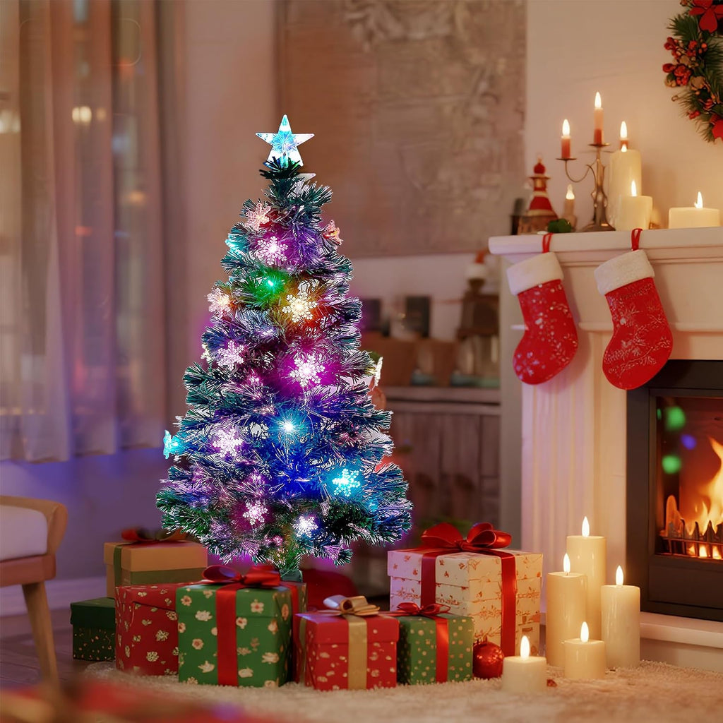 3 FT Fiber Optic Christmas Tree with Lights Artificial Xmas Trees