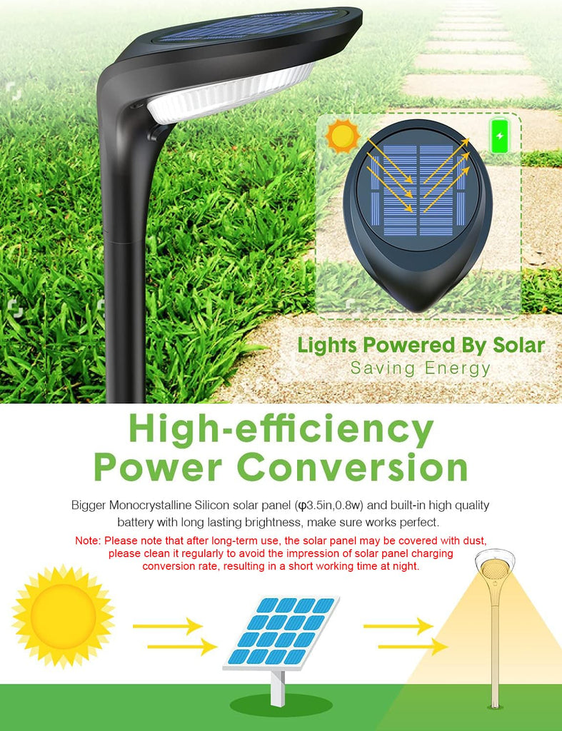 Solar Pathway Lights Outdoor 4 Pack - 150 LM High Bright Solar Lights Outdoor Waterproof IP65, Warm/Cool 2 Color