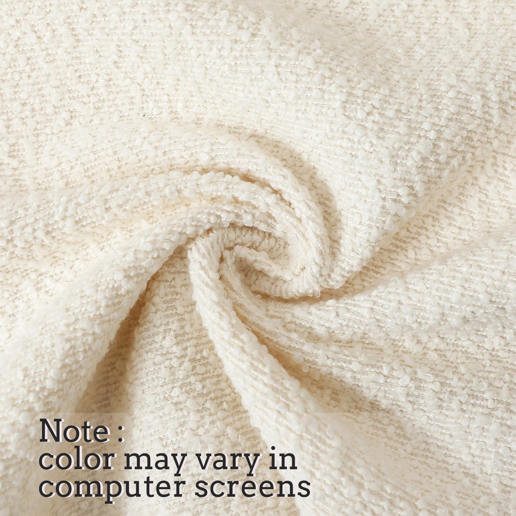 Ivory Decorative Square Thick Throw Pillow Covers Fine Textured Boucle Couch Cushion Cases Livingroom Sofa Decor, Set