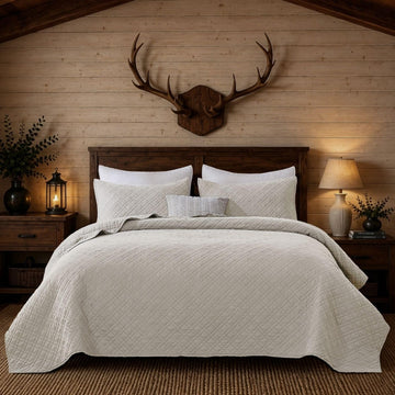 Quilt Set with Sham Lightweight Quilted Bedspread Coverlet Thin Comforter Bed Cover Vintage Washed Quilted