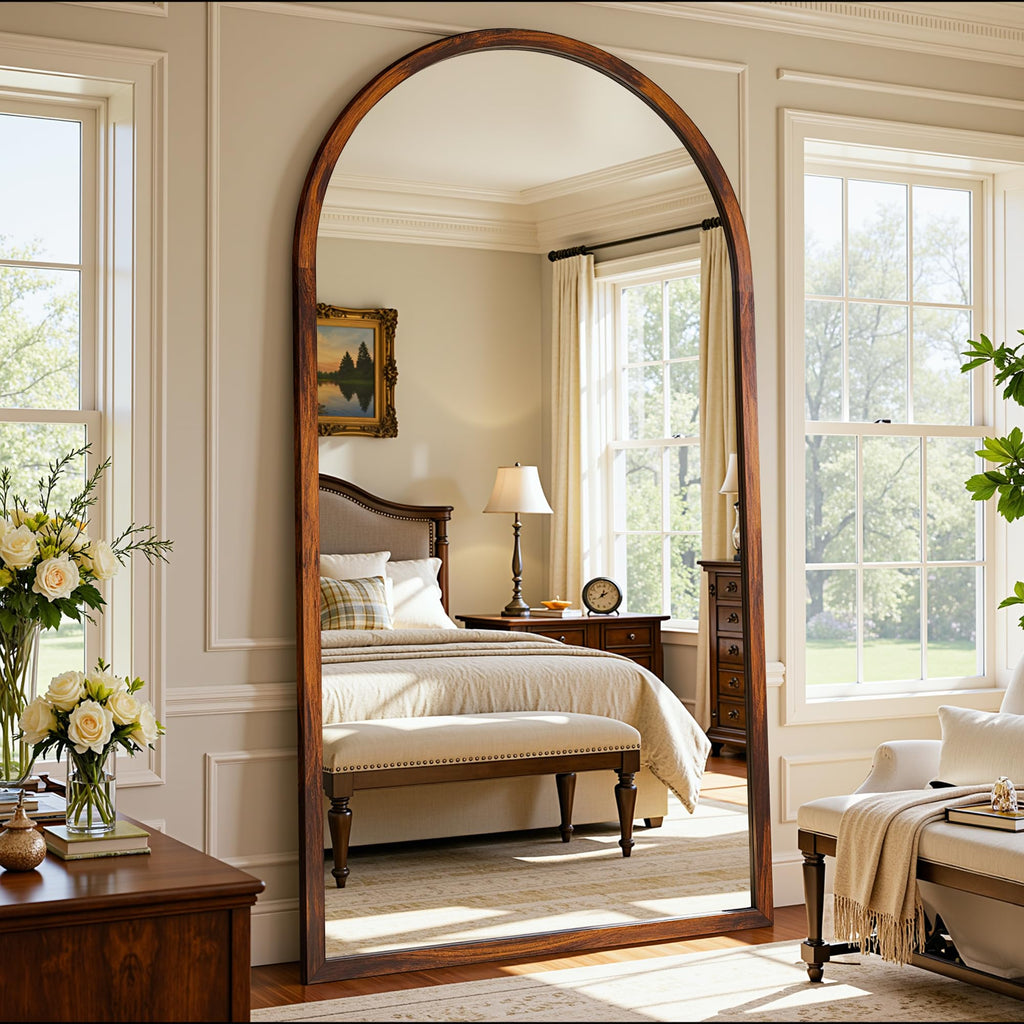 Full Length Mirror 76"×41" Floor Mirror Standing Tall Mirror, Arched Stand up Large Wall Mirrors, Freestanding Full