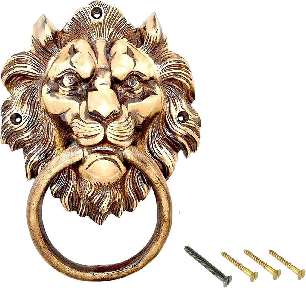 Lion Mouth Metal Door Knocker Yellow