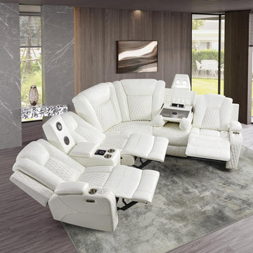 Naomi Home Chicago Home Theater Seating Reclining Sectional with Power Recline, Bluetooth Speakers, LED Lighting