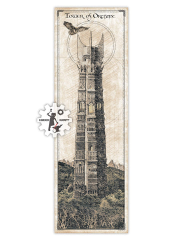 Tower of Orthanc - Da Vinci Style Sketch print - 36x11.75