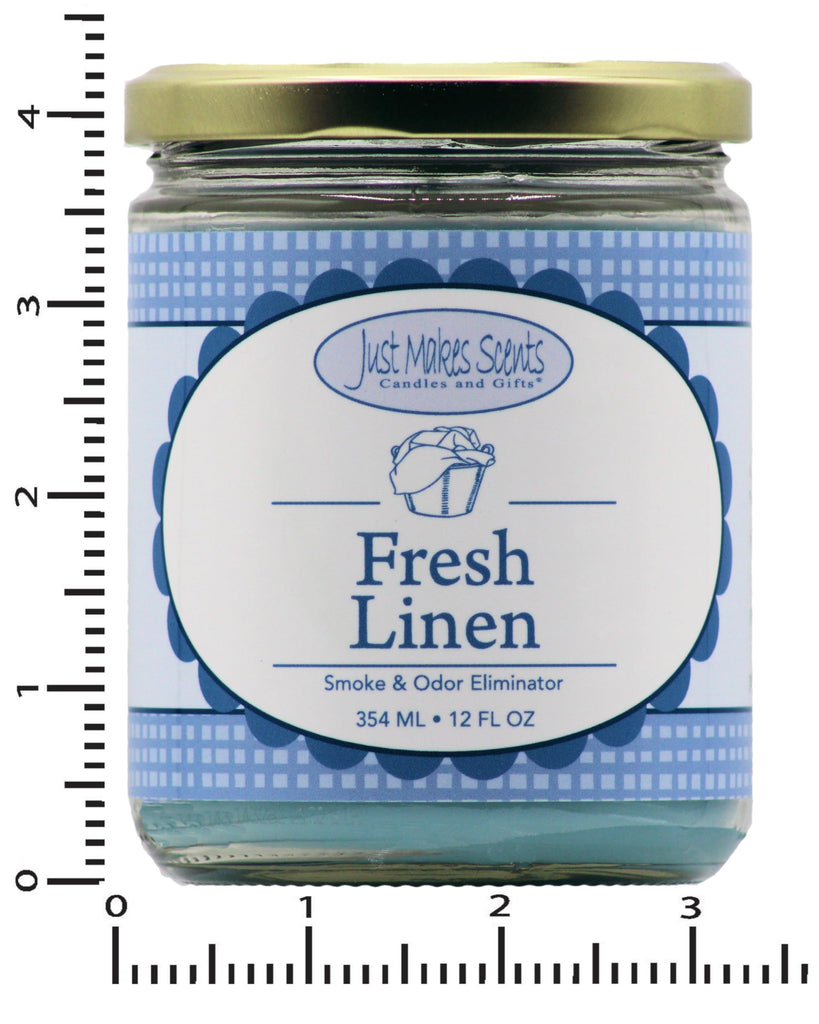 Fresh Linen Scented Smoke and Odor Eliminator Candle - Clean Fresh Scent - Blended Soy Wax by (12 oz)