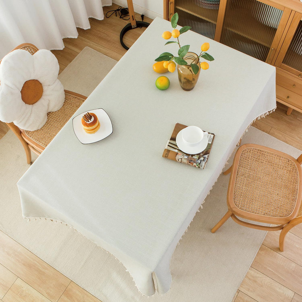 Linen Tablecloth with Boho Tassel, 54 X 78 Inch