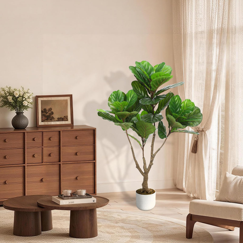 3.8ft Fiddle Leaf Fig Artificial Tree with Planter Pot, Artificial Fiddle Leaf Fig Tree for Indoor and Outdoor Home