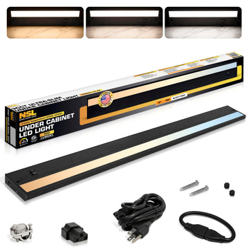 LED Under Cabinet Lighting Hardwired - 3CCT 32 Inch Black Finish - Undercabinet Lights - Linkable Undercounter