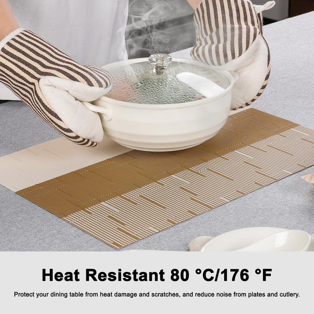 Placemats, Vinyl Woven Heat-Resistant Place Mats - Set of 6