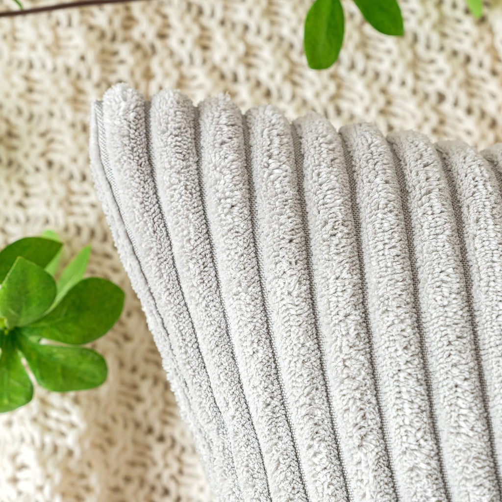 Throw Pillow Covers Corduroy Decorative Soft Striped Square Cushion Covers Spring Pillowcases for Couch Sofa Bedroom