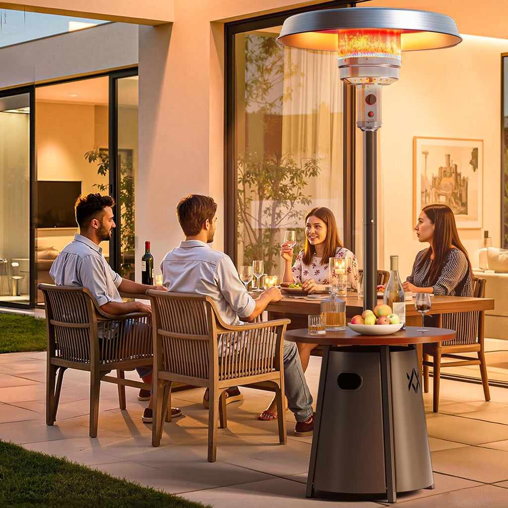 50,000 BTU Outdoor Heaters with Round Table Design, Premium 304 Stainless Steel Burner, Triple Protection System