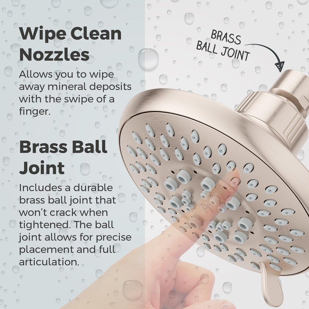 Universal Shower Head, Shower Arm Not Included, 5-Function, 1.75 GPM, Brushed Nickel Finish, 015WS2UT01K