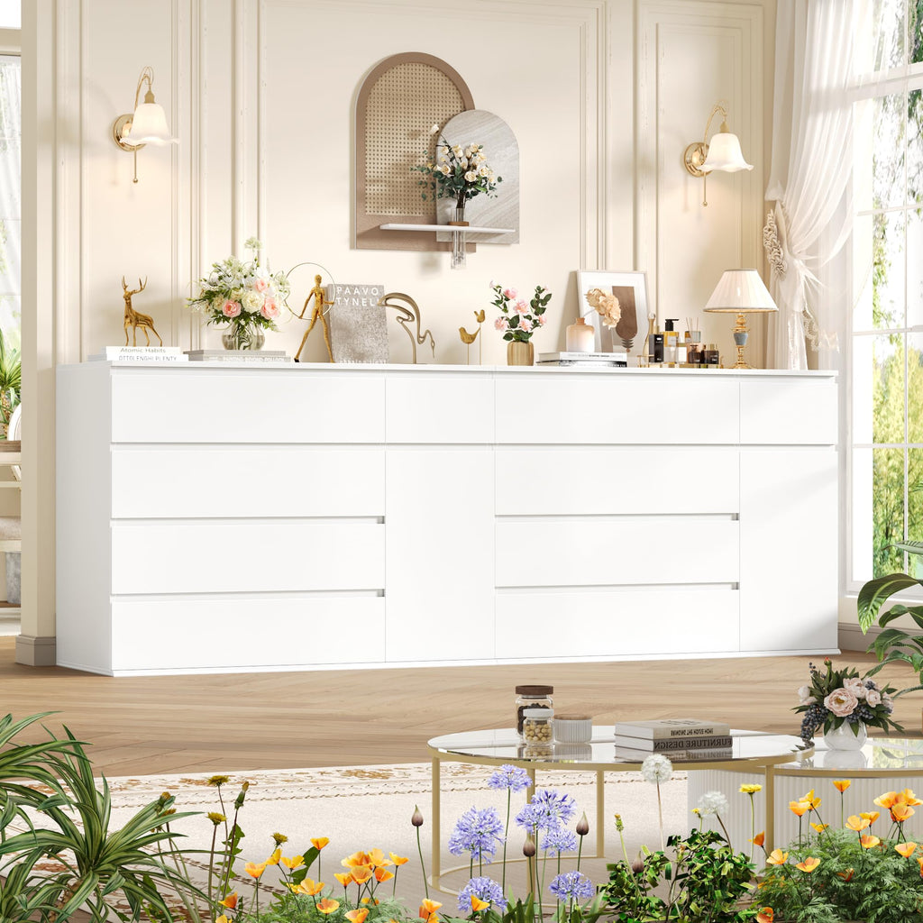 White Dresser, Dresser, Wide Chest of Drawers