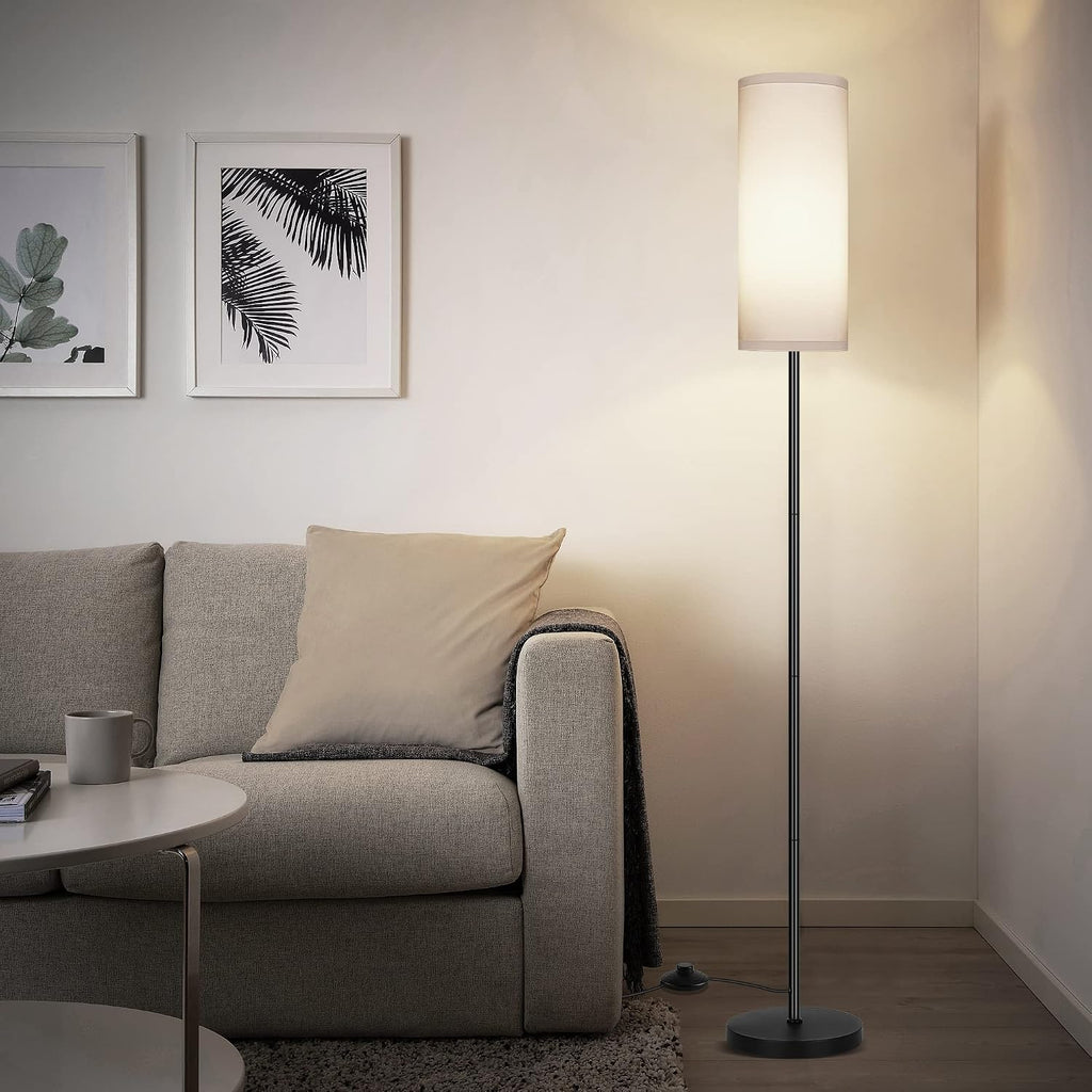Modern Standing Lamp with Lampshade, Minimalist Tall Lamp with Foot Switch for Living, Bedroom, Kids Room, Office