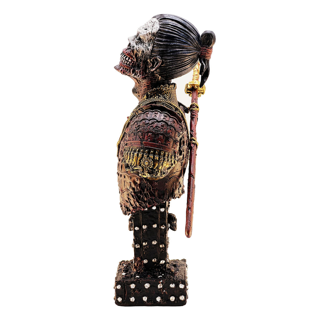 Undead Samurai Zombie Resin Bust Statue Decor (Red)