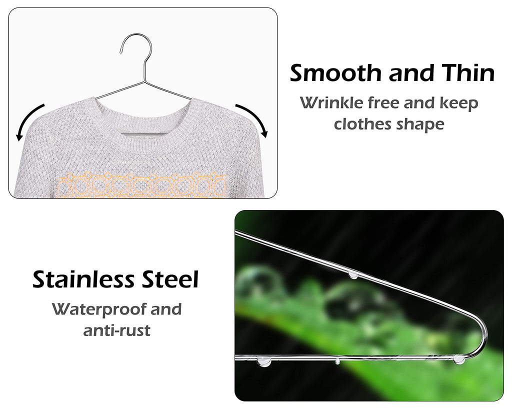 50 Pack Metal Hangers Coat Hangers Heavy Duty Stainless Steel Clothes Hanger for Closet Clothing Shirt Suit Pant 16.4