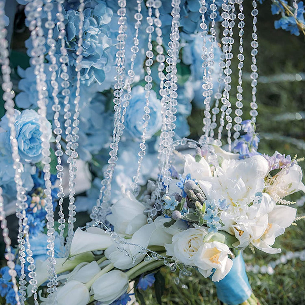 99ft Crystal Bead Garland for Christmas Tree Decorations, Iridescent Acrylic Beaded Garland Strand Roll