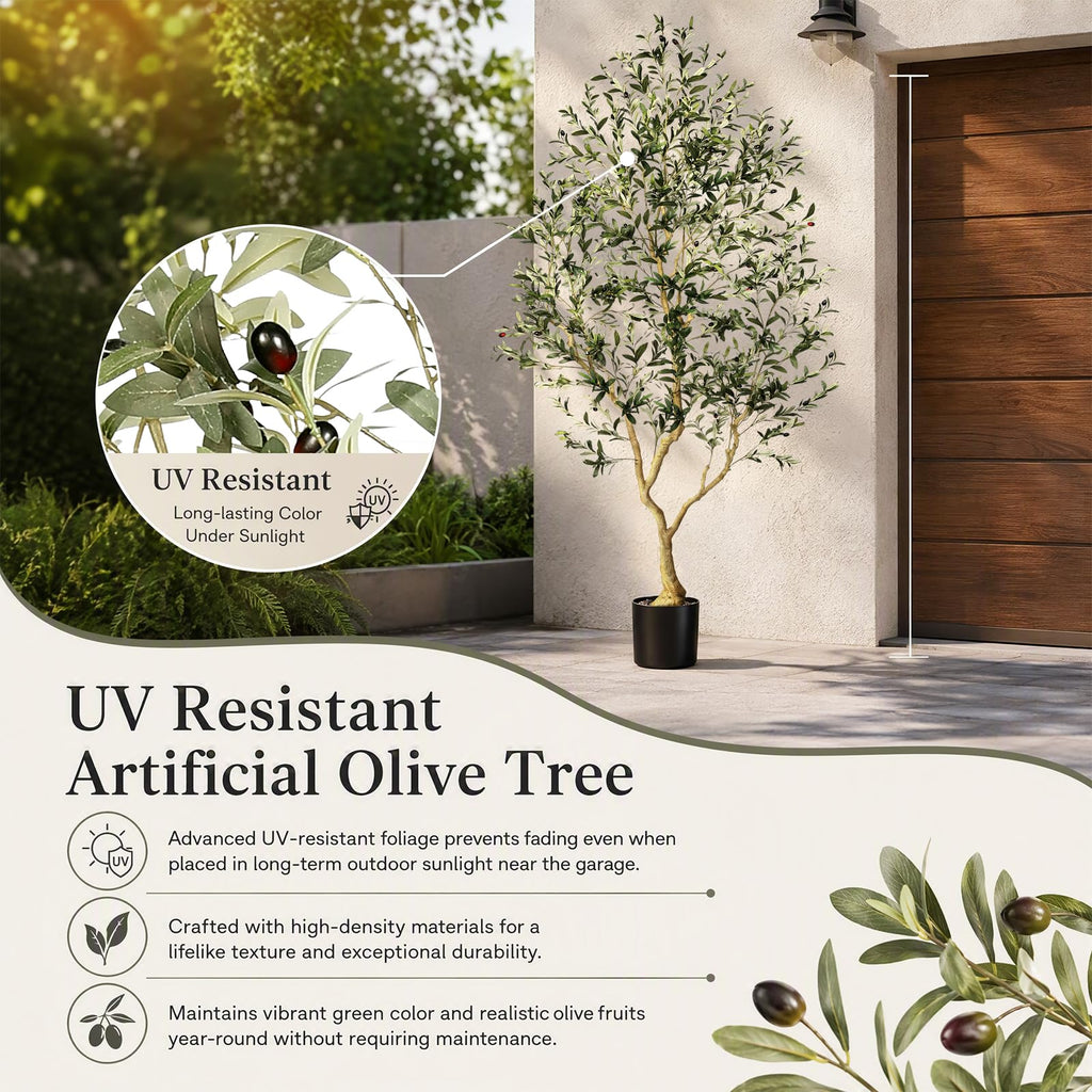 Olive Trees Artificial Indoor 8FT UV Resistant Faux Trees Outdoor
