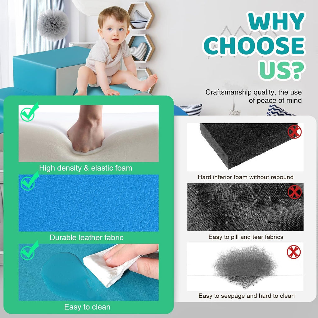 Foam Climbing Blocks for Toddlers: with a Tunnel - 4 PCS Foam Blocks - Kids Indoor Climbers Play Structures Play Gym