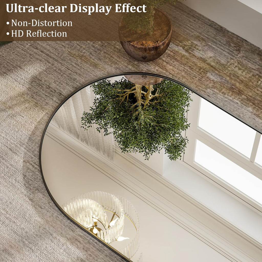 71"x30" Arched Full Length Mirror, Black