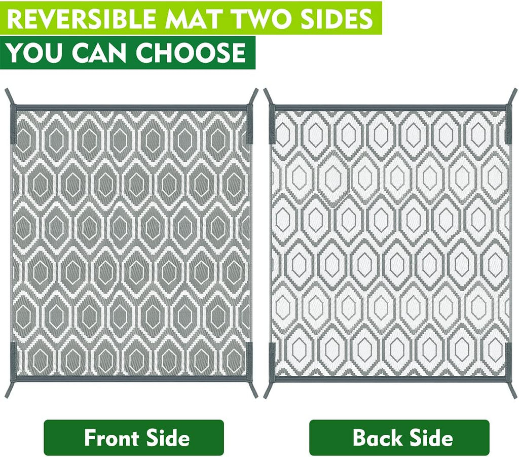 Outdoor Rug, Plastic Woven Patio Mat, Waterproof RV Camping Rug