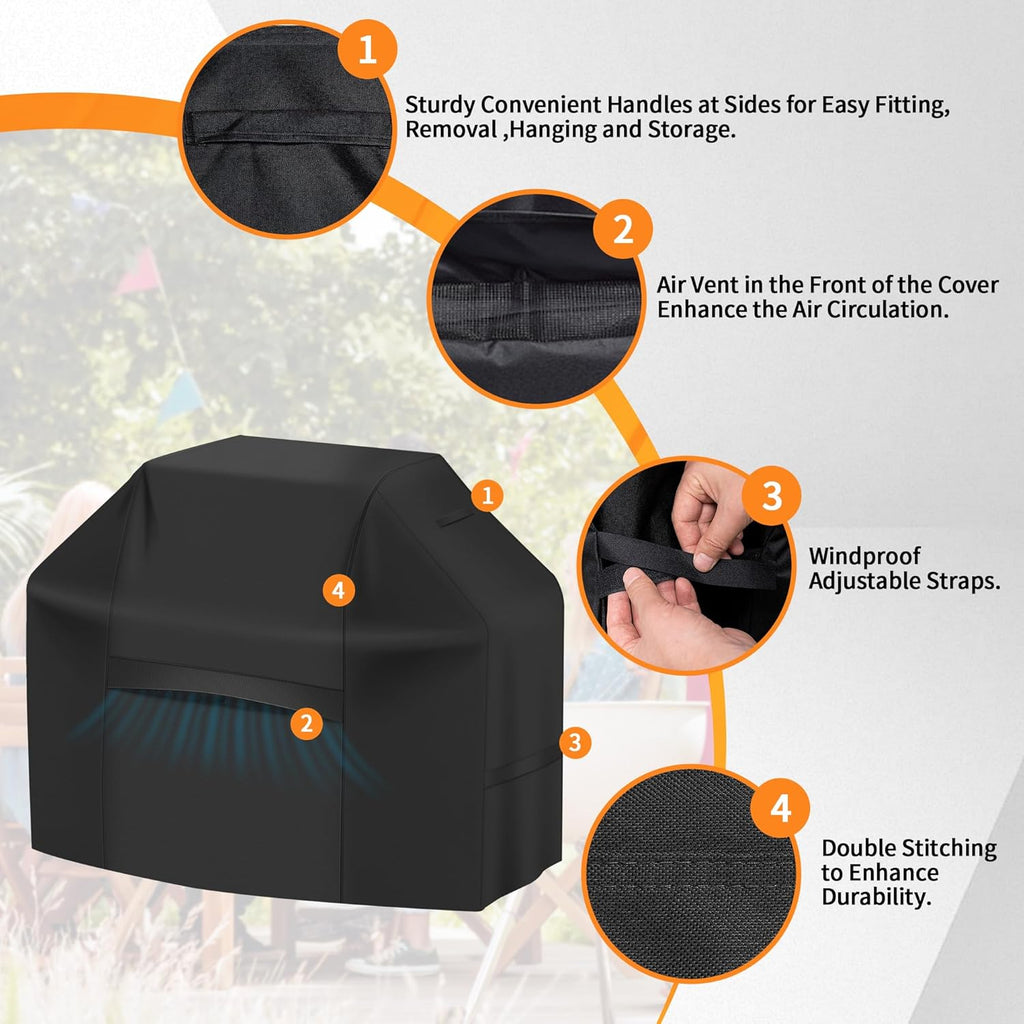 ICOVER Grill Cover 82 Inch, BBQ Grill Cover for Outdoor Grill, 600D Heavy-Duty Waterproof BBQ Cover, Large Barbecue