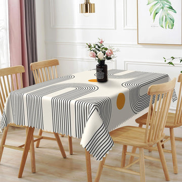 52x70inches Boho Mid Century Tablecloth Minimalist Abstract Arch Simple Sun Modern Art Table Cloth Washable and